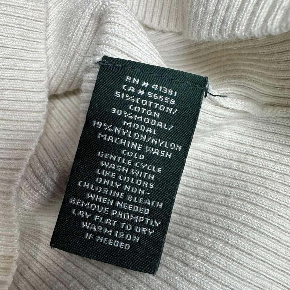 Lauren Ralph Lauren Ribbed Knit Top – Size Medium Feminine Bell Sleeves Classic - Picture 7 of 9